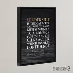 "Artery8 Bernard Montgomery Leadership Quote Framed Canvas Wall Art Print in Grey - Size: W12"" x H16""" - thumbnail 2