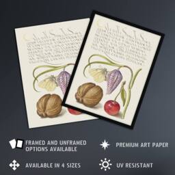 "Artery8 Snakeshead Walnut & Cherry Calligraphy Wall Art Poster Print in White - Size: W24"" x H32""" - thumbnail 2