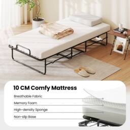 Costway 190 x 90 cm Folding Bed Single Size Guest Bed with Memory Foam in White - thumbnail 9