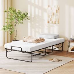 Costway 190 x 90 cm Folding Bed Single Size Guest Bed with Memory Foam in White - thumbnail 4