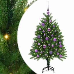 Berkfield Home Realistic Christmas Tree with 150 LEDs with Stand Green 120 cm PE - thumbnail 3