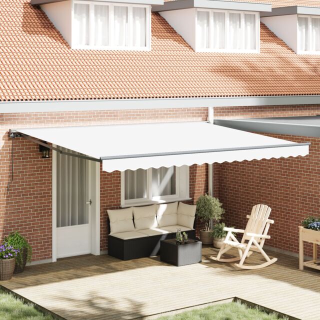 Berkfield Home Retractable Awning Manual White 450x300 cm Polyester & Metal - image 1