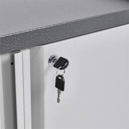 Nordara 2‑Door Mobile Lockable Steel Storage Cupboard Office Cabinet in Grey - Size: 100 cm x 15 cm - thumbnail 4
