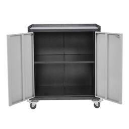 Nordara 2‑Door Mobile Lockable Steel Storage Cupboard Office Cabinet in Grey - Size: 100 cm x 15 cm - thumbnail 1