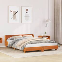 Berkfield Home Bed Frame without Mattress Wax Brown 140x200 cm Solid Wood Pine - thumbnail 2