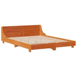 Berkfield Home Bed Frame without Mattress Wax Brown 140x200 cm Solid Wood Pine - thumbnail 3