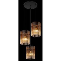 Netlighting Gorley Cluster Pendant Matt Black Amber Glass Shade 3x E27 - thumbnail 4