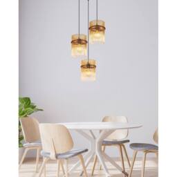 Netlighting Gorley Cluster Pendant Matt Black Amber Glass Shade 3x E27 - thumbnail 5