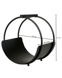 Dibor Traditional Style Black Round Fireside Log Storage Fireplace Firewood Log Holder - thumbnail 2