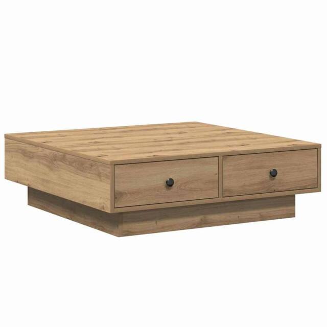 Berkfield Home Coffee Table Artisan oak Veneer, MDF 90 x 90 x 28 cm Storage in Brown - image 1
