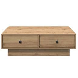 Berkfield Home Coffee Table Artisan oak Veneer, MDF 90 x 90 x 28 cm Storage in Brown - thumbnail 5