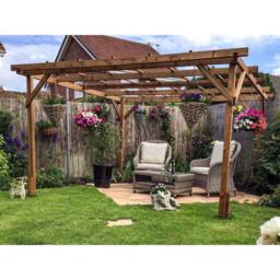 Dunster House Wooden Pergola Garden Plants Frame Utopia 3m x 3m (10' x 10') in Brown - thumbnail 2