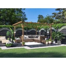 Dunster House Wooden Pergola Garden Plants Frame Utopia 3m x 3m (10' x 10') in Brown - thumbnail 4