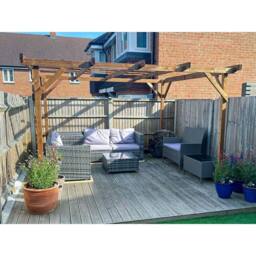 Dunster House Wooden Pergola Garden Plants Frame Utopia 3m x 3m (10' x 10') in Brown - thumbnail 5