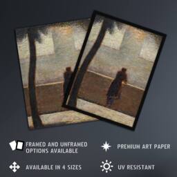 Artery8 Man Leaning on a Parapet Seurat Vintage Framed Wall Art Print in Grey - Size: A4 - thumbnail 2