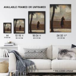 Artery8 Man Leaning on a Parapet Seurat Vintage Framed Wall Art Print in Grey - Size: A4 - thumbnail 3