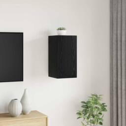 Berkfield Home TV Unit with Shelf Wall-mounted Other with Storage with Door Blac in Black - thumbnail 4