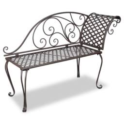 Berkfield Home Garden Chaise Lounge 128 cm Steel Antique Brown - thumbnail 1