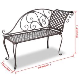 Berkfield Home Garden Chaise Lounge 128 cm Steel Antique Brown - thumbnail 5