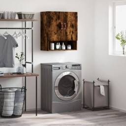 Berkfield Home Wall Cabinet Smoked Oak 60x31x70 cm Engineered Wood in Brown - Size: 60 x 31 x 70 cm - thumbnail 2