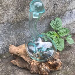 KDMD Molten Glass on Wood - Wine Decanter in Brown - thumbnail 2