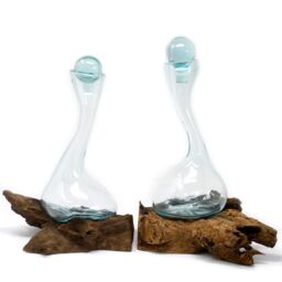 KDMD Molten Glass on Wood - Wine Decanter in Brown - thumbnail 4