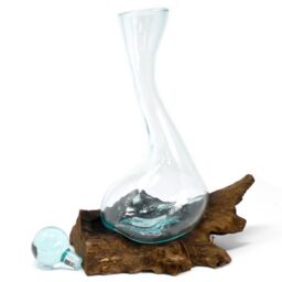 KDMD Molten Glass on Wood - Wine Decanter in Brown - thumbnail 3