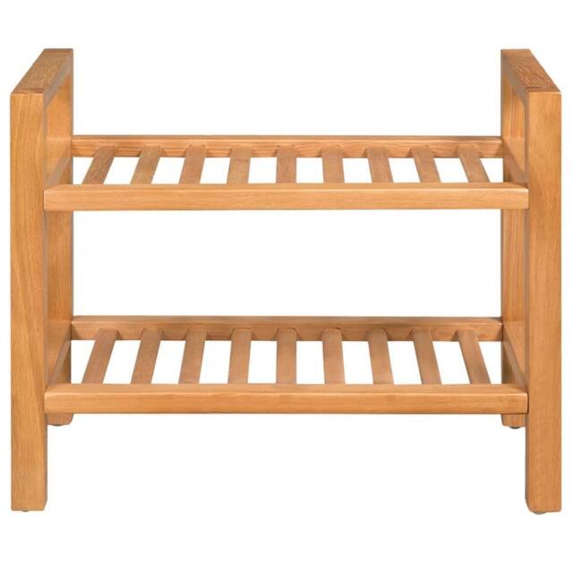 Berkfield Home Shoe Rack with 2 Shelves 50x27x40 cm Solid Oak Wood in Brown - Size: 50 x 27 x 40 cm - image 1