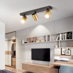 Harper Living 3-Way Adjustable Ceiling Spotlights, Matt Black & Gold Finish - thumbnail 2