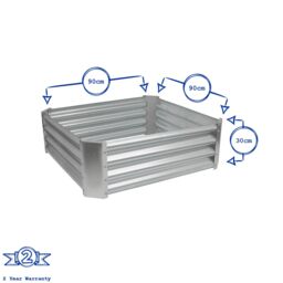 Harbour Housewares Raised Garden Beds - 2x Square Bottomless Galvanised Steel Planter 90 x 90cm in Black - Size: 90 x 90 cm - thumbnail 3