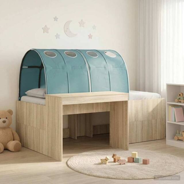 Berkfield Home Bed with Tunnel 3 pcs Artisian Oak & Light Blue in Brown - image 1