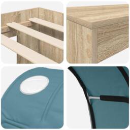 Berkfield Home Bed with Tunnel 3 pcs Artisian Oak & Light Blue in Brown - thumbnail 9