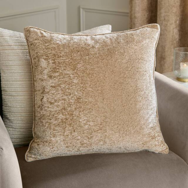 Paoletti Lustre Crushed Velvet Cushion in Light Beige - Size: 50 cm x 50 cm - image 1