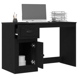 Berkfield Home Desk with Storage Black Oak 50x115x75 cm Engineered Wood - Size: 50 x 115 x 75 cm - thumbnail 3