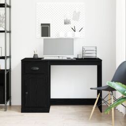 Berkfield Home Desk with Storage Black Oak 50x115x75 cm Engineered Wood - Size: 50 x 115 x 75 cm - thumbnail 4