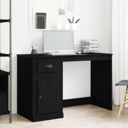 Berkfield Home Desk with Storage Black Oak 50x115x75 cm Engineered Wood - Size: 50 x 115 x 75 cm - thumbnail 1