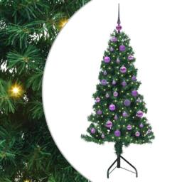 Berkfield Home Corner Artificial Christmas Tree Green 150 cm PVC & Metal - thumbnail 2