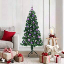 Berkfield Home Corner Artificial Christmas Tree Green 150 cm PVC & Metal - thumbnail 1