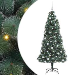 Berkfield Home Elegant Artificial Pre-lit Christmas Tree with Ball Set Green 180 cm - thumbnail 3
