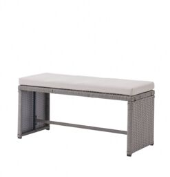 Home Detail Maya Rattan Garden 5pc Furniture Set with Bench & Coffee Table in Grey - thumbnail 6