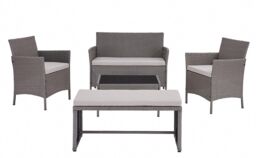 Home Detail Maya Rattan Garden 5pc Furniture Set with Bench & Coffee Table in Grey - thumbnail 2