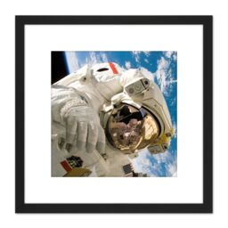 Artery8 Space NASA Astronaut Sellers Spacewalk Earth Photo 8X8 Inch Square Wooden Framed Wall Art Print Picture with Mount in Black - thumbnail 1