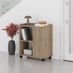 Decortie Zeo' Modern Mobile Sideboard Cabinet 70x40x80cm in Brown - Size: 1 Pack - thumbnail 1