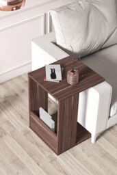 Saly C-Shaped Side Table and Magazine Rack with Storage Shelf - thumbnail 3