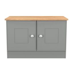 Ready Assembled 2 U Albert Compact 2 Door TV & Media Unit (Ready Assembled) in Dark Grey - thumbnail 2