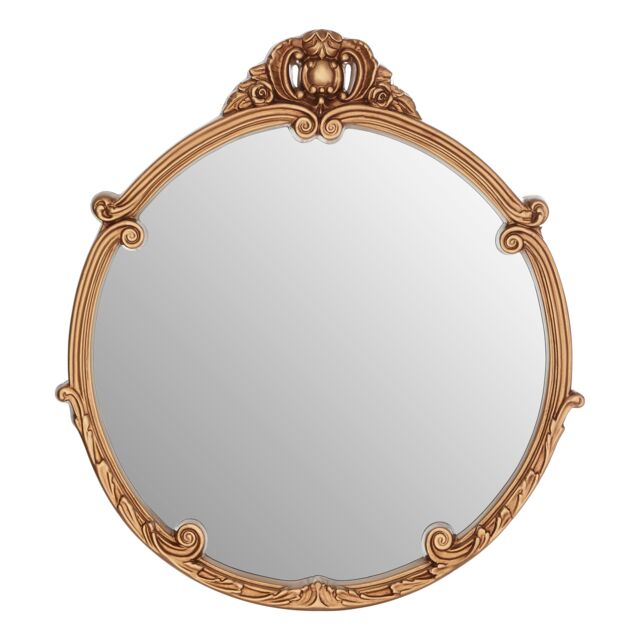 Orsina Tina Gold Finish Round Acanthus Leaf Wall Mirror - image 1