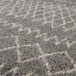 THE RUGS Soft Tangier Shaggy Rugs & Runners Grey & Ivory Living Room - Size: 120 cm diameter - thumbnail 3