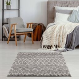 THE RUGS Soft Tangier Shaggy Rugs & Runners Grey & Ivory Living Room - Size: 120 cm diameter - thumbnail 7