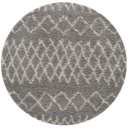 THE RUGS Soft Tangier Shaggy Rugs & Runners Grey & Ivory Living Room - Size: 120 cm diameter - thumbnail 5