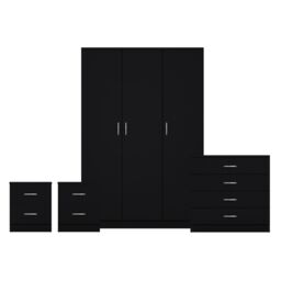 Home Discount Vida Designs 4Pc Bedroom Set 2xBedside, 4 Drawer Chest, 3 Dr Wardrobe in Black - thumbnail 8
